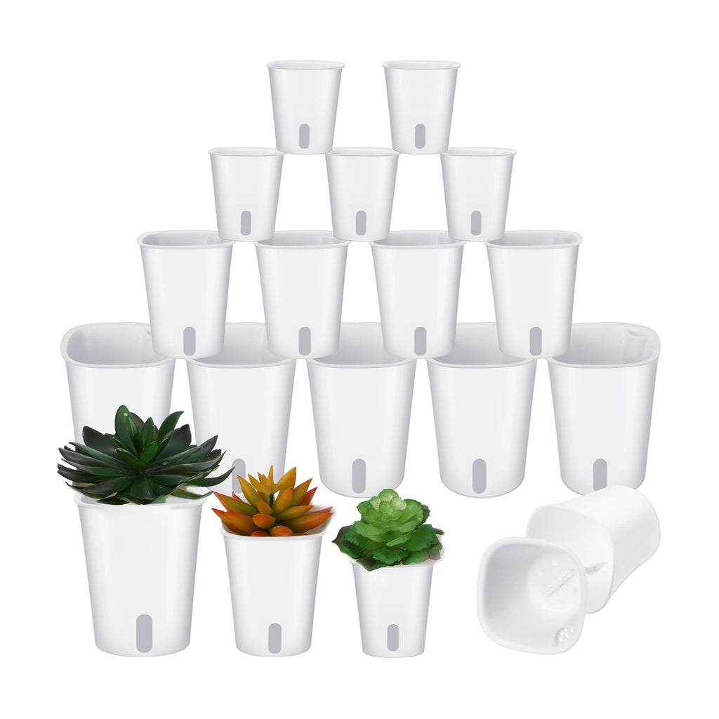 18 Pcs Self Watering Pots Plastic Plant 3 Sizes Flower Plant Pot with Inner White Flower Pots for Indoor House Plants