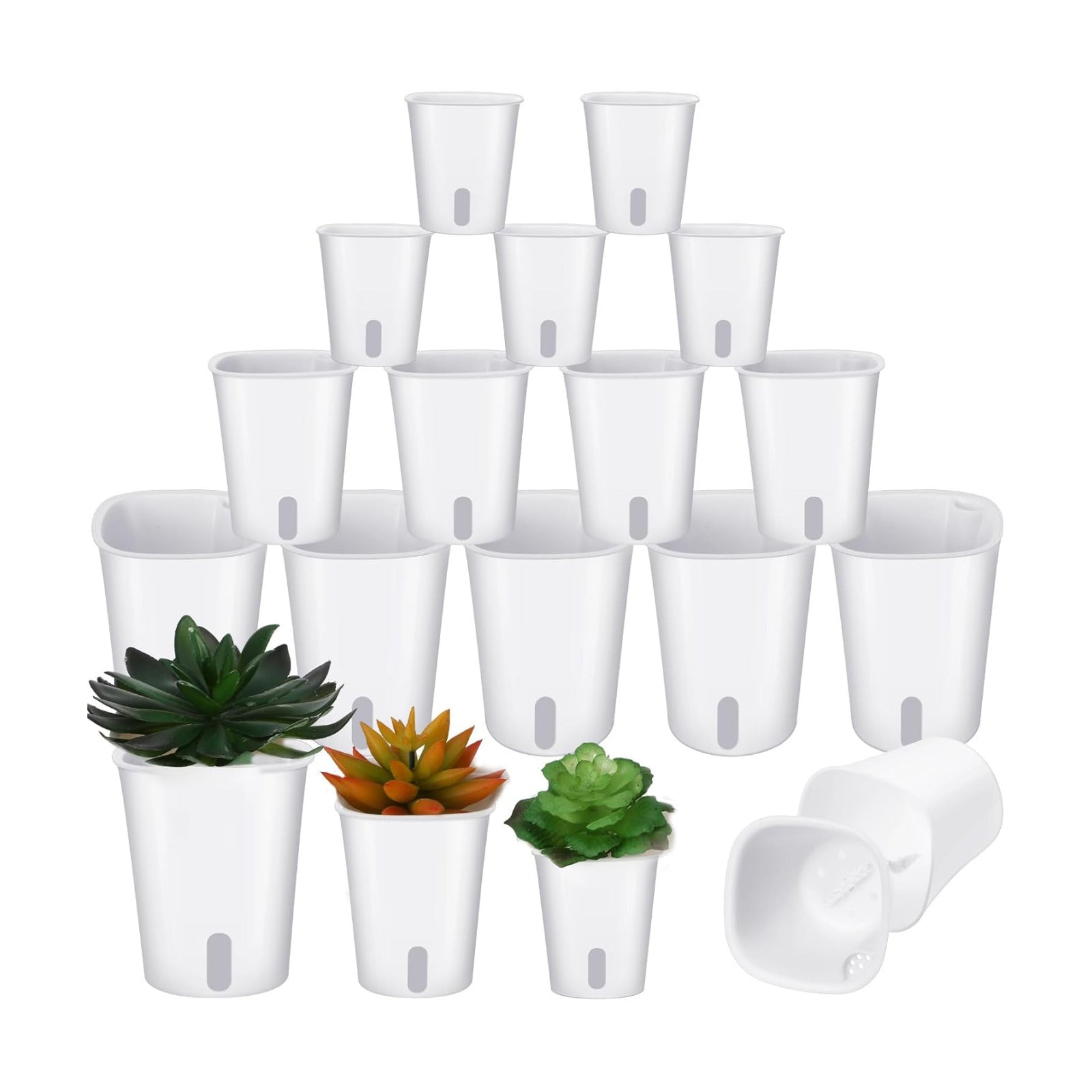18 Pcs Self Watering Pots Plastic Plant 3 Sizes Flower Plant Pot with Inner White Flower Pots for Indoor House Plants
