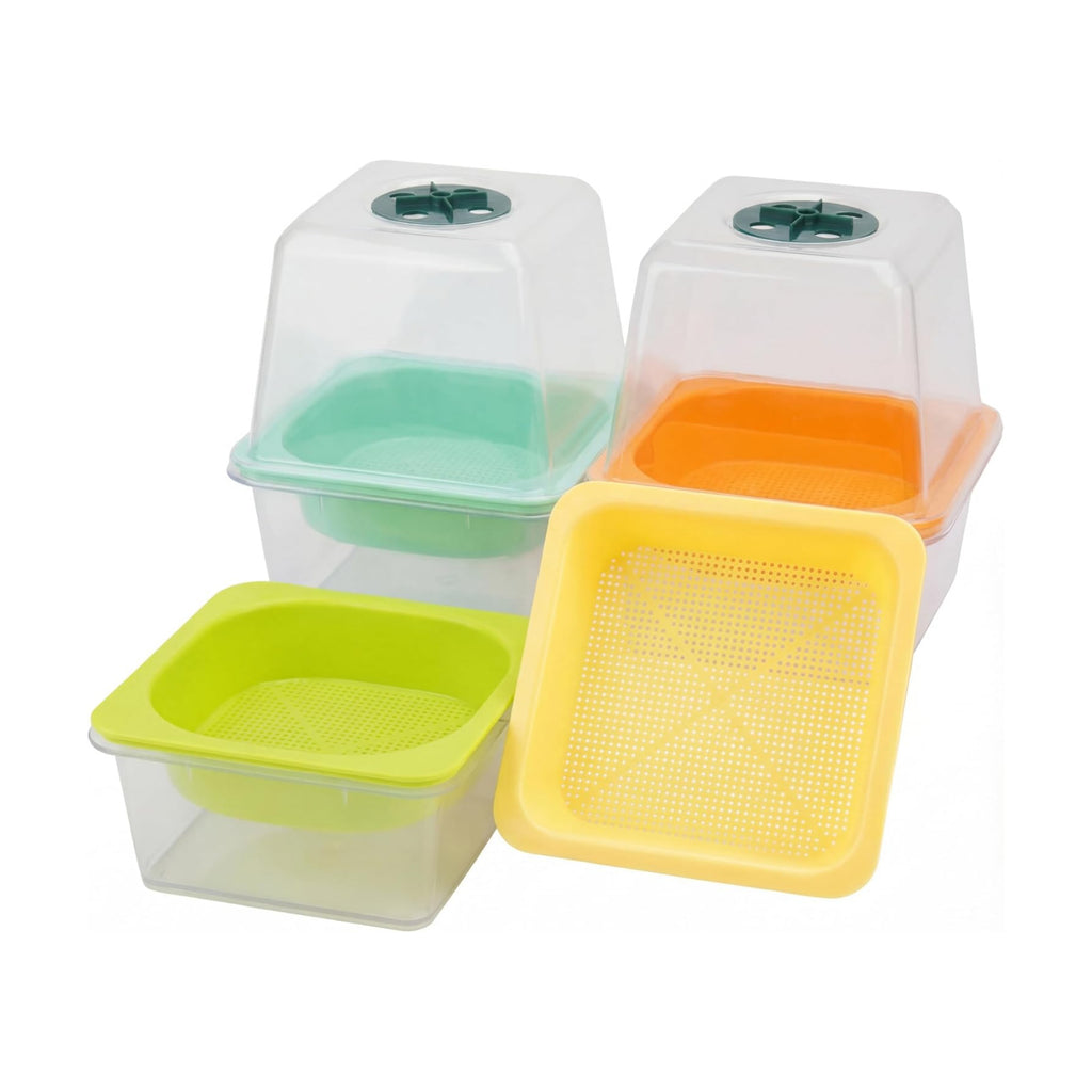 Microgreen Growing Trays, 5" x 5" Sprouting Tray with Humidity Dome, 1.2 mm Small Mesh Holes, BPA Free, Sprouter Kit