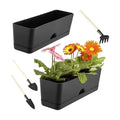2-Pack Window Boxes Planters 16 Inch Rectangle Plant Box Rectangular Planters for Outdoor and Indoor Plants Plastic Windowsill Planter for Herbs Vegetable Flowers Long Window Sill Planters