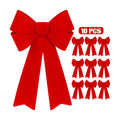 10 PCS Christmas Bows for Wreaths, 12 x 18 Inches Red Christmas Decorations, Christmas Tree Bow Red Velvet PVC Outdoor Red Christmas Bows Hanging Kink Red Christmas Bow for Wreath Stairs Xmas Party