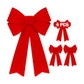 Heartome 4 PCS Red Bows Christmas Decorations, 12 x 18 Inches Outdoor Christmas Bows, Red Velvet PVC Hanging Large Xmas Decor Indoor Outdoor Velvet Xmas Party Supplies for Wreath Stairs