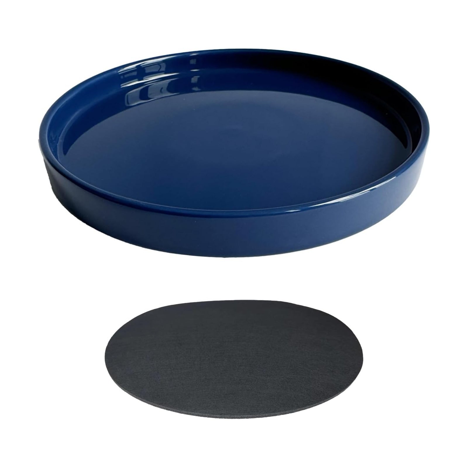 Yukfona Ceramic Plant Saucer Tray 1 Pcs 10 Inch Blue, 10.83" OD x10.24 ID x1.1 Deep| Fits Flower pots Bottom≤ 10.24"