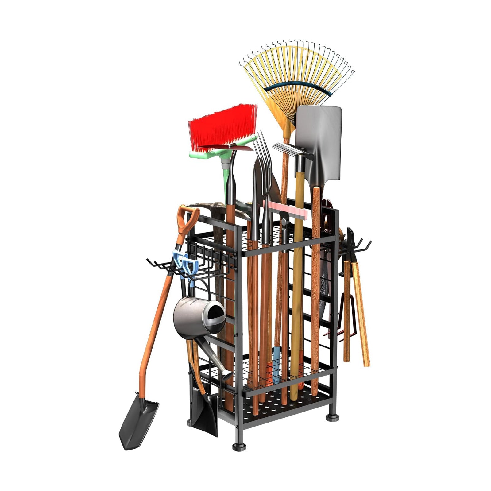 3 Tier Garden Tool Organizer, Garage Storage and Organization, Metal Yard Tools Storage up to 78 Tools, Heavy Duty