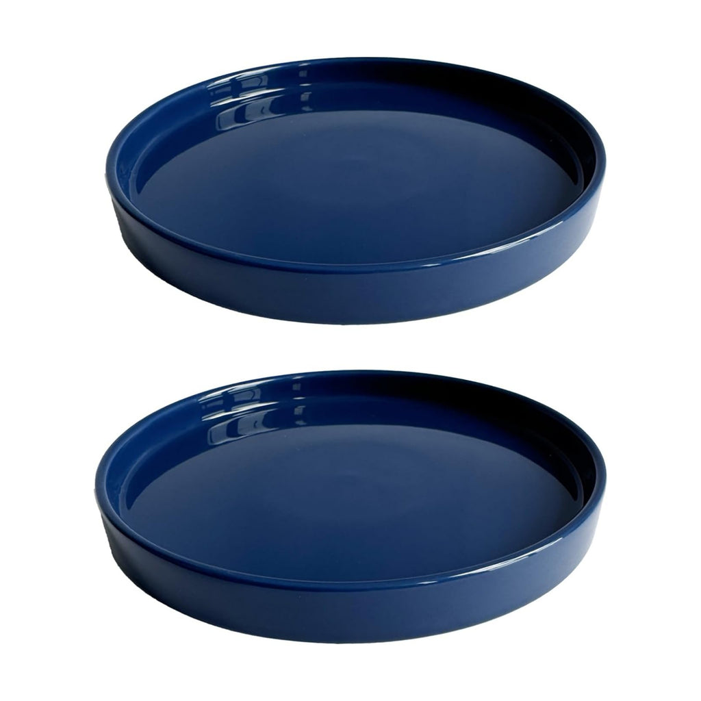 Yukfona Ceramic Plant Saucer Tray 2 Pcs 8 Inch Blue, 8.5" OD x8.15 ID x1 Deep| Fits flower pots Bottom≤ 8.15", Heavy