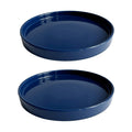 Yukfona Ceramic Plant Saucer Tray 2 Pcs 8 Inch Blue, 8.5" OD x8.15 ID x1 Deep| Fits flower pots Bottom≤ 8.15", Heavy