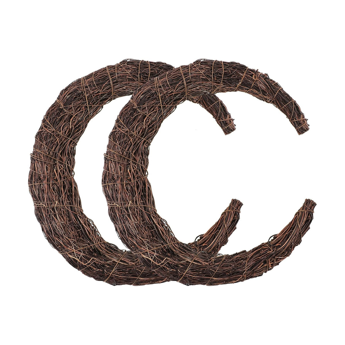 Moon Wreath, 14 Inch Crescent Grapevine Wreath Base, 2 Pack