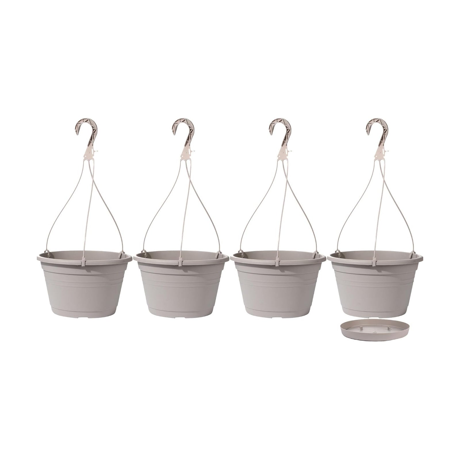 4 Pcs Hanging Planters,10" Hanging Pots Plastic Hanging Flower Plant Basket with Drainage Trays & Chain Holder for