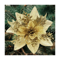 Cliselda 30Pcs 5.9“ Gold Poinsettias Artificial Christmas Flowers W/Clips