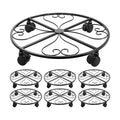 6 Pack Metal Plant Caddy with Wheels, 16 Inch Large Plant Stand with Wheels Heavy Duty Wrought Iron Rolling Plant Caddy