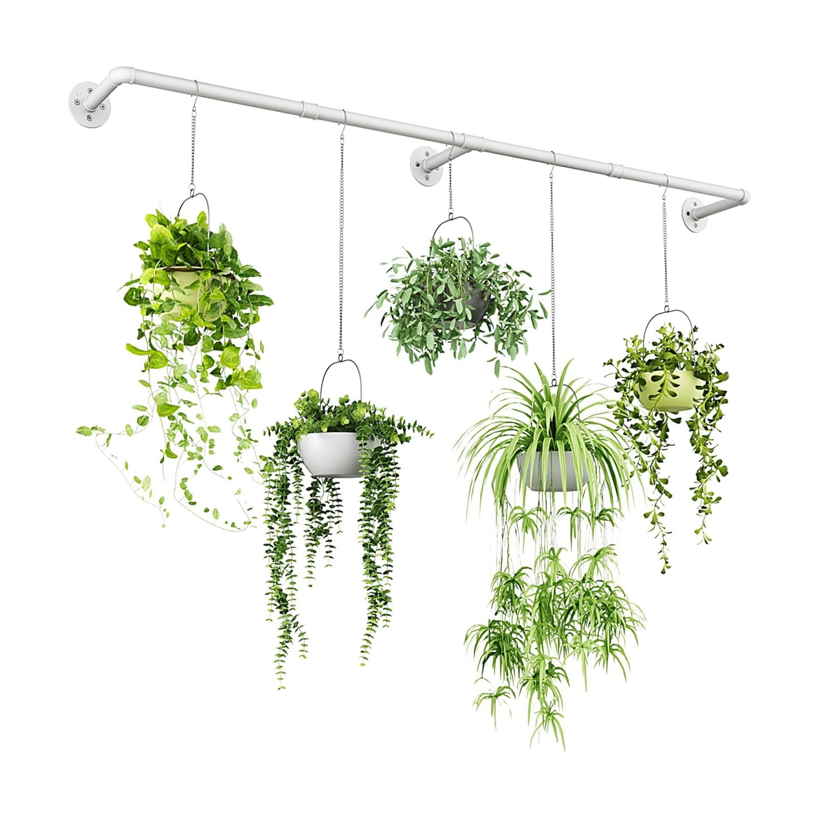 Bamworld Hanging Planters for Indoor - 70in White Metal Rod Plant Hangers | (Pot & Plant Not Included)