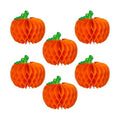 6 Pcs Pumpkin Honeycomb Decorations, Thanksgiving 3D Pumpkin Table Centerpieces, Fall Honeycomb Paper Tissue Balls for Halloween Thanksgiving Party Decor Harvest Festival Supplies
