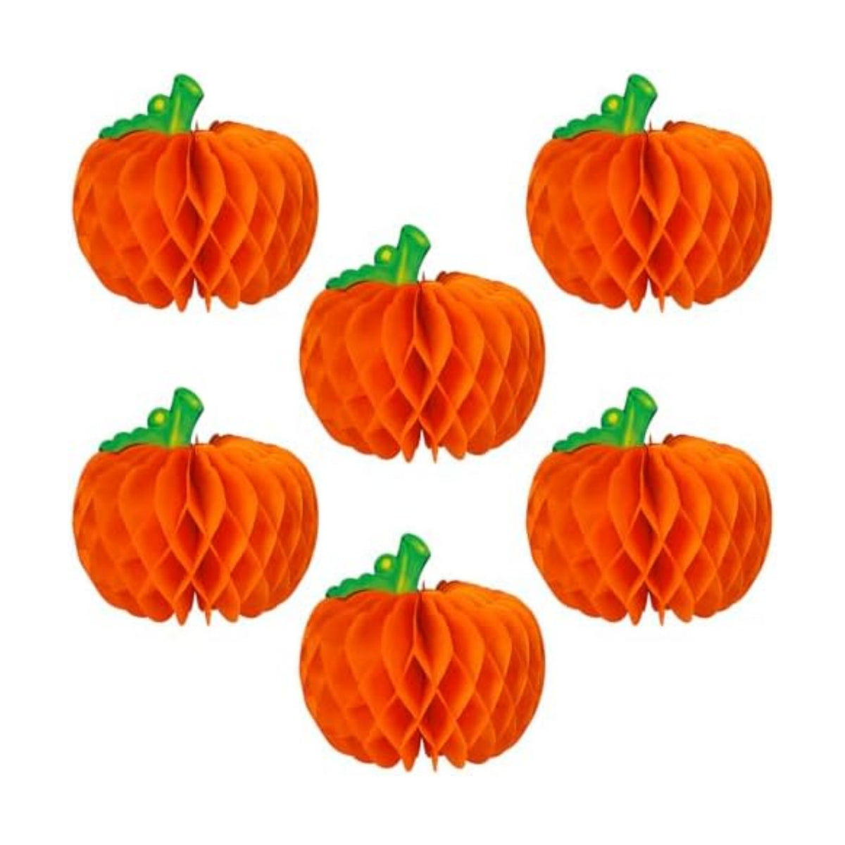 6 Pcs Pumpkin Honeycomb Decorations, Thanksgiving 3D Pumpkin Table Centerpieces, Fall Honeycomb Paper Tissue Balls for Halloween Thanksgiving Party Decor Harvest Festival Supplies