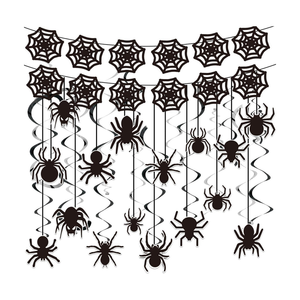 18PCS Halloween Black Spider Web Decorations