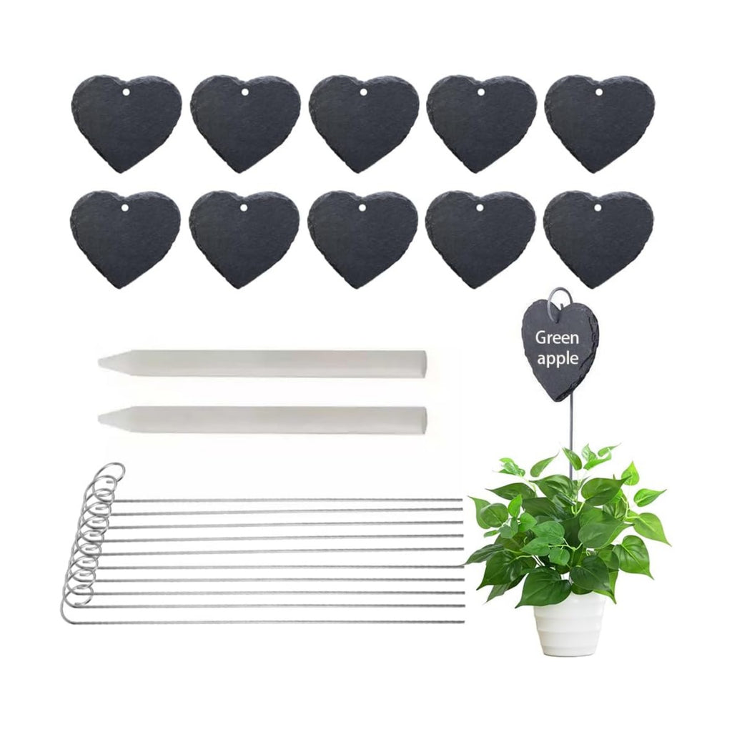 Slate Plant Labels Garden Markers Signs Labels with Stainless Steel Stake & Marker Pen Waterproof Slate Plant Labels