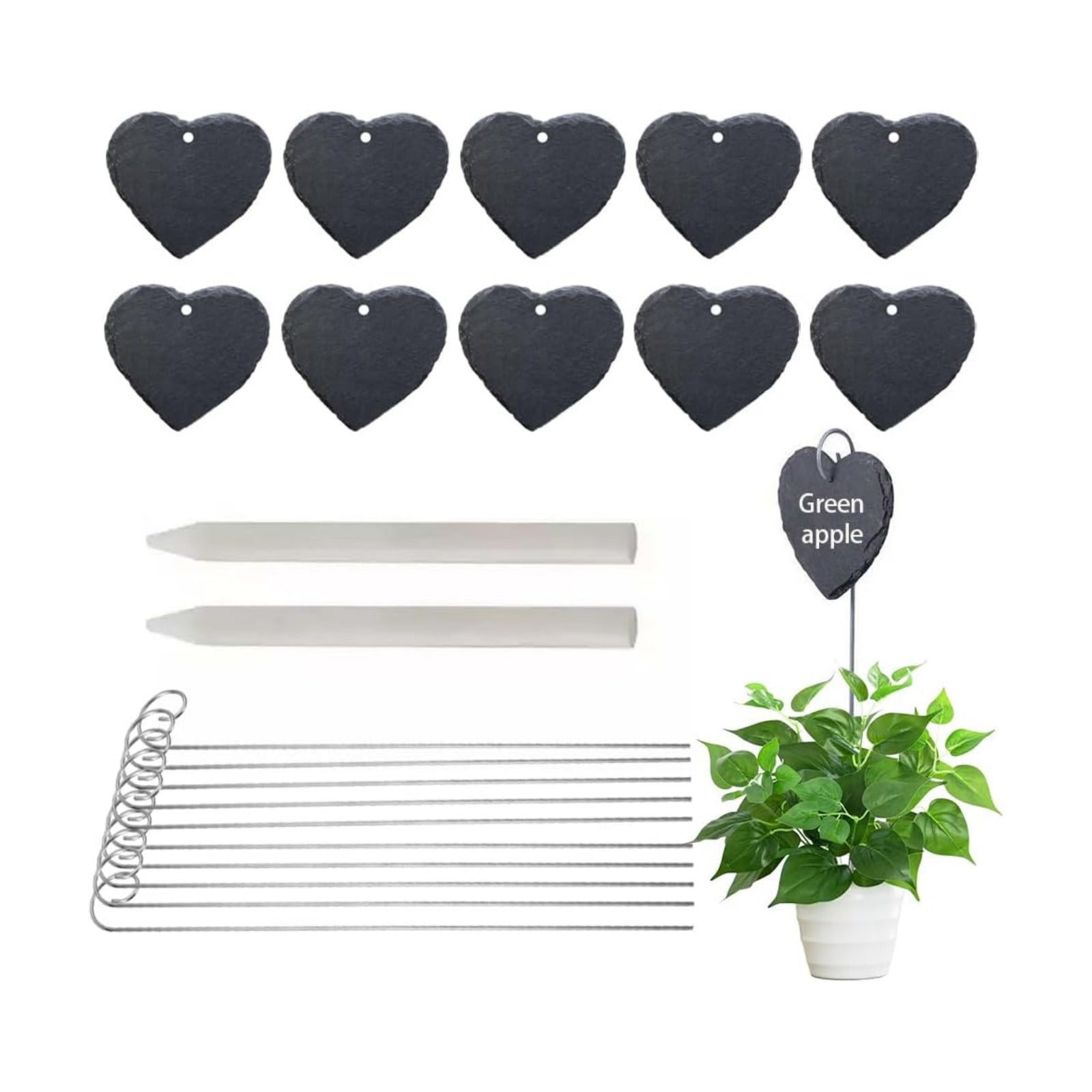 Slate Plant Labels Garden Markers Signs Labels with Stainless Steel Stake & Marker Pen Waterproof Slate Plant Labels