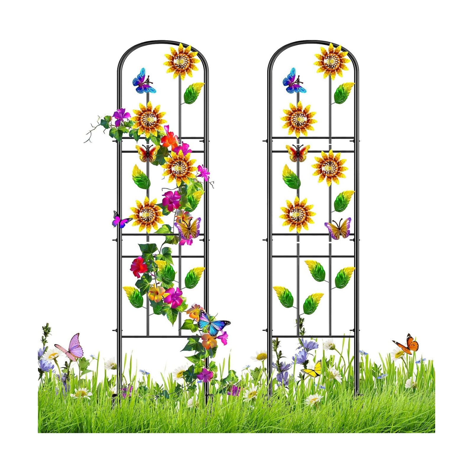 2 Pack Garden Trellis for Climbing Plants Outdoor, Metal Plant Trellis Vine Frame Support for Potted, Decoration Plant