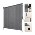 Outdoor Roller Shade 8' W x 8' H, Gray Exterior Cordless Patio Shades Roll Up Blinds with Spliced Pole Design, (2