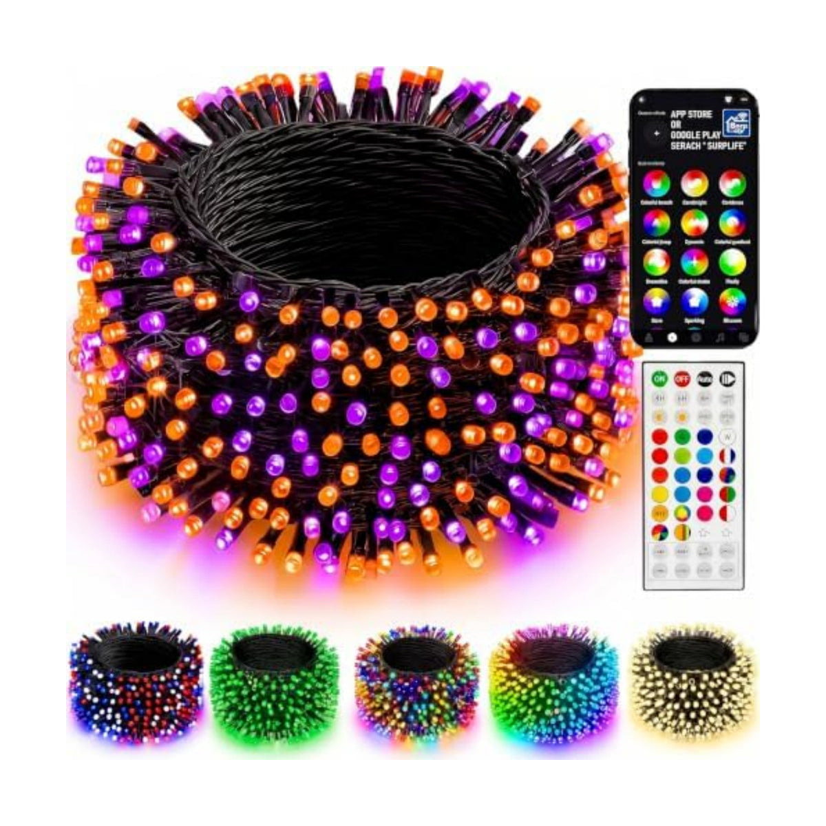 Dazzle Bright 66FT 200 LED Smart Color Changing Christmas Halloween Lights