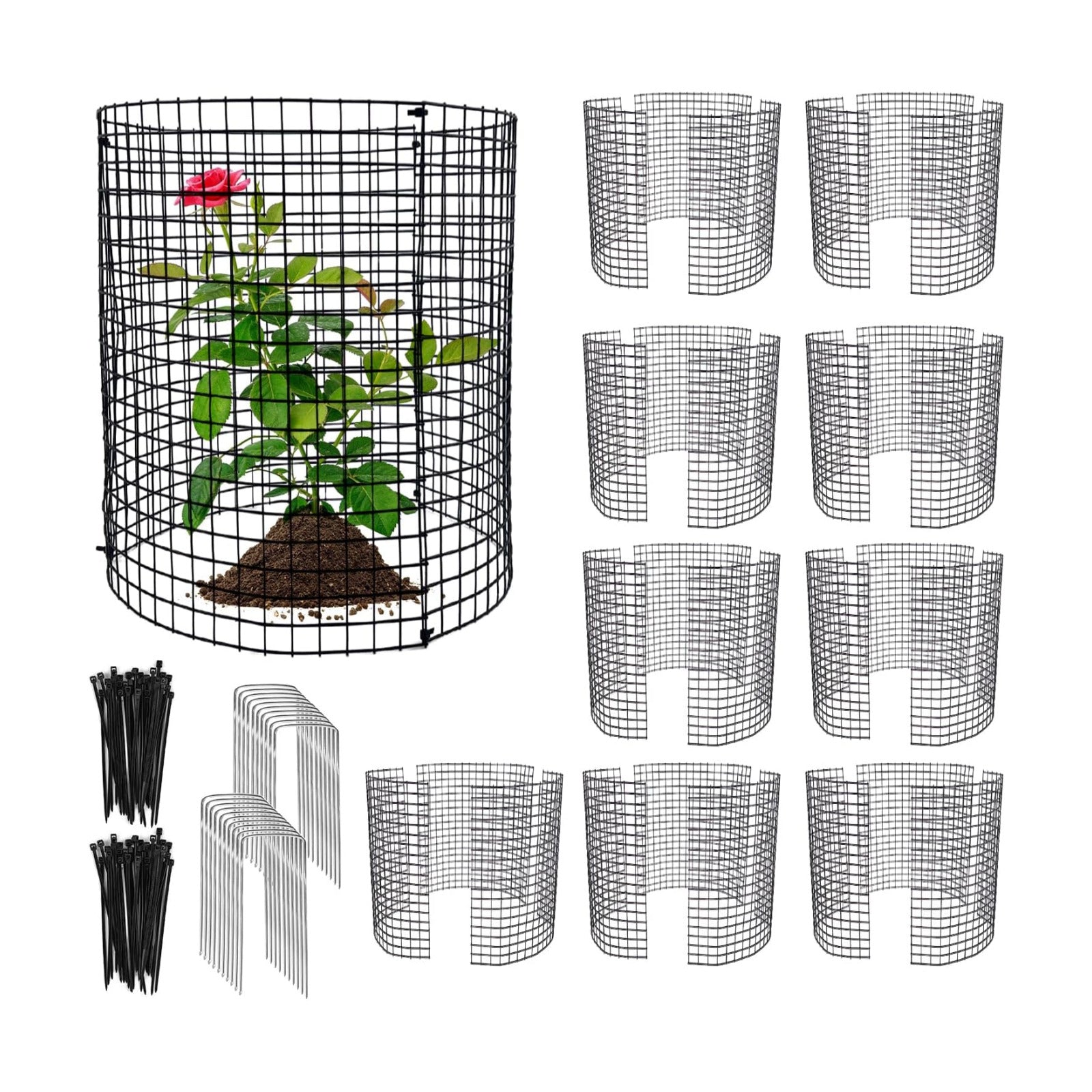 30 PCS Round Plant Protector from Animals, 12 Pack 12'' x 12'' Metal Plant Cages，30Pcs Metal Mesh to Keep Animals Out