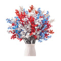 Uieke 6Pcs 4th of July Artificial Flowers Fake Patriotic Babys Breath Flowers for Independence Day Decor Blue White Red Silk Flowers for Memorial Day Floral Arrangement Home