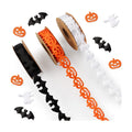 Threetols 3 Rolls 15 Yards Halloween Ribbons, Black White Orange Halloween Ribbons Pumpkin Bat Ghost Shape Craft Ribbons Trim Embellishment for Gift Wrapping Halloween Party Decoration