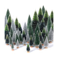 30Pcs Mini Christmas Trees Artificial Christmas Tree Bottle Brush Trees with Wooden Base for Christmas Decor Christmas Party Home Table Craft Decorations(Dark Green+Silver)