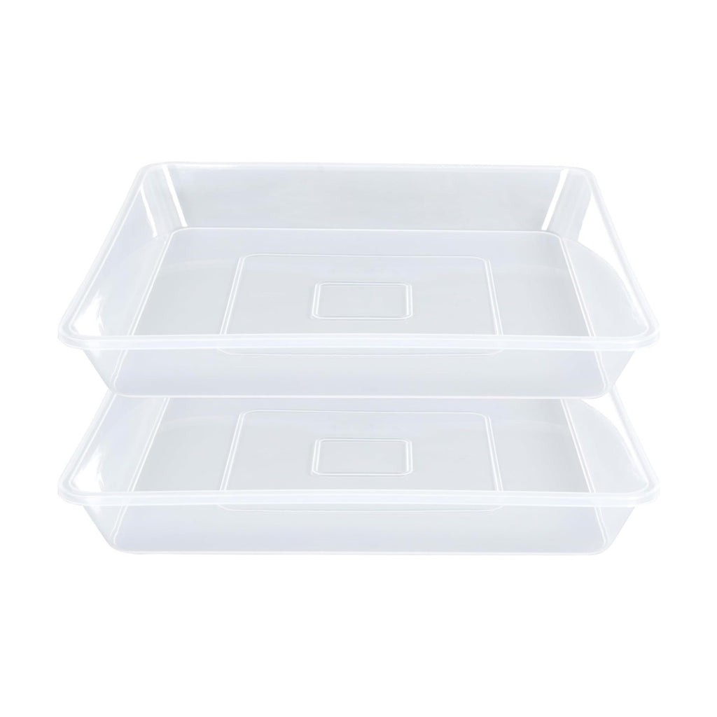 LWALRS Square Plant Saucer 14 Inch 2 Pack, Strong Clear Plastic Flower Plant Pot Saucer, Square Planters for Indoors