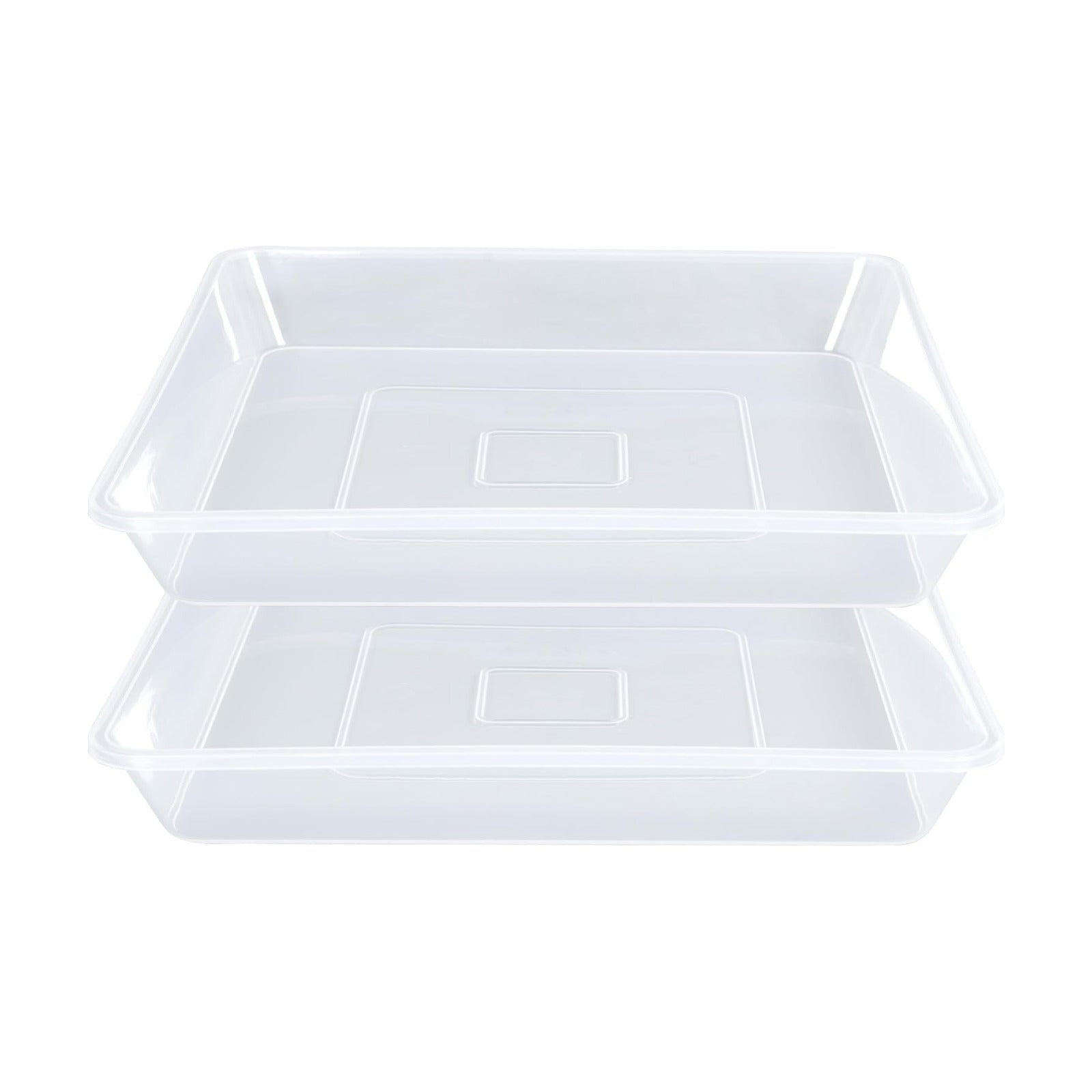 LWALRS Square Plant Saucer 14 Inch 2 Pack, Strong Clear Plastic Flower Plant Pot Saucer, Square Planters for Indoors