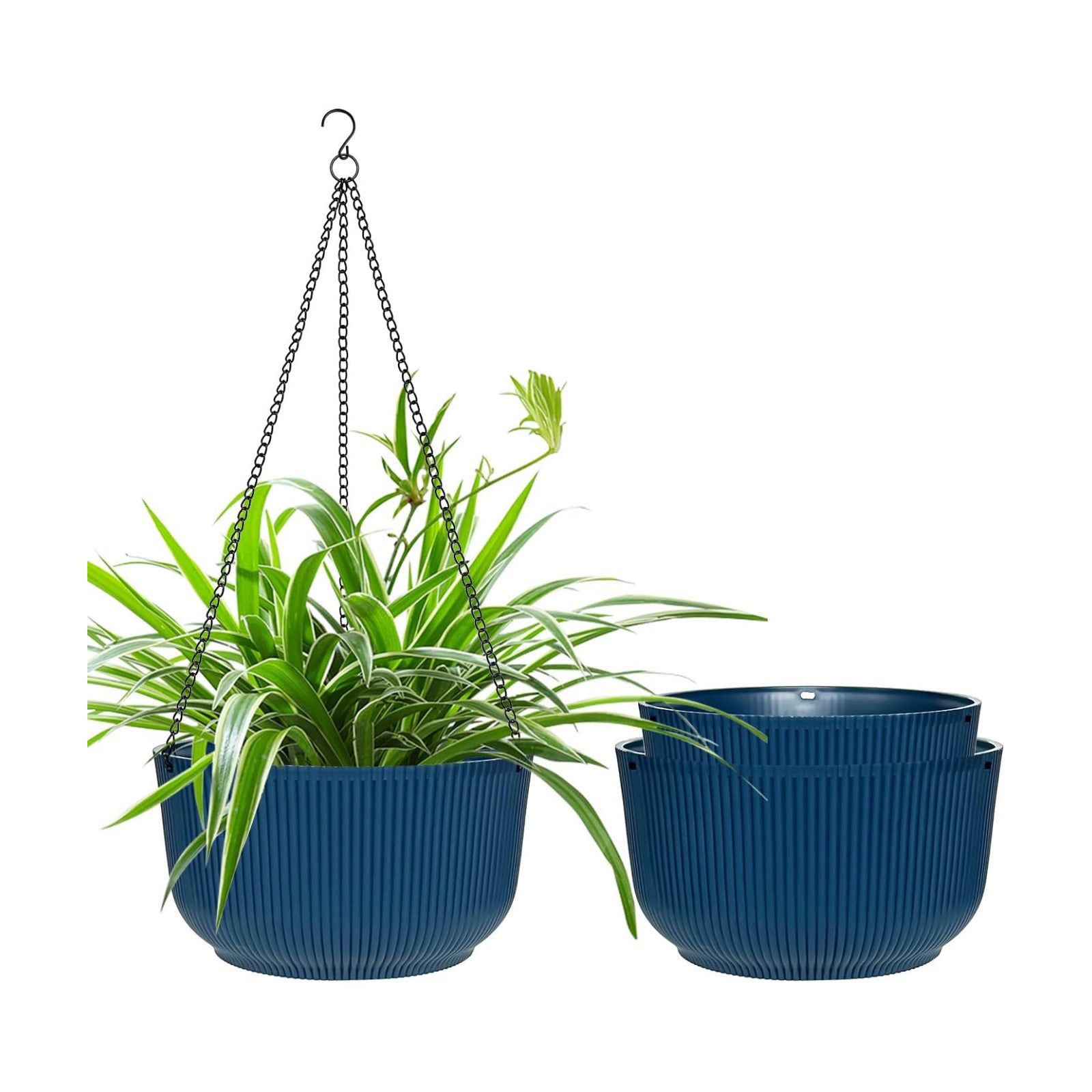 RooTrimmer Hanging Planters 9/10/11 Inch for Indoor Plants, 3 Pack Plant Hanger Outdoor with Drainage Holes, Self