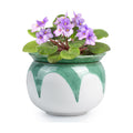 BUYMAX Self Watering Ceramic African Violet Pot Keep The Soil Moist | Reactive Glaze Color Variations | Scalloped Rim
