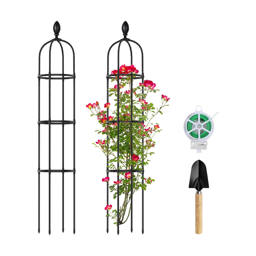 2 Pack 5Ft Tall Garden Obelisk Trellis for Climbing Plants Outdoor | Plant Trellis Garden Tower Trellis for Potted