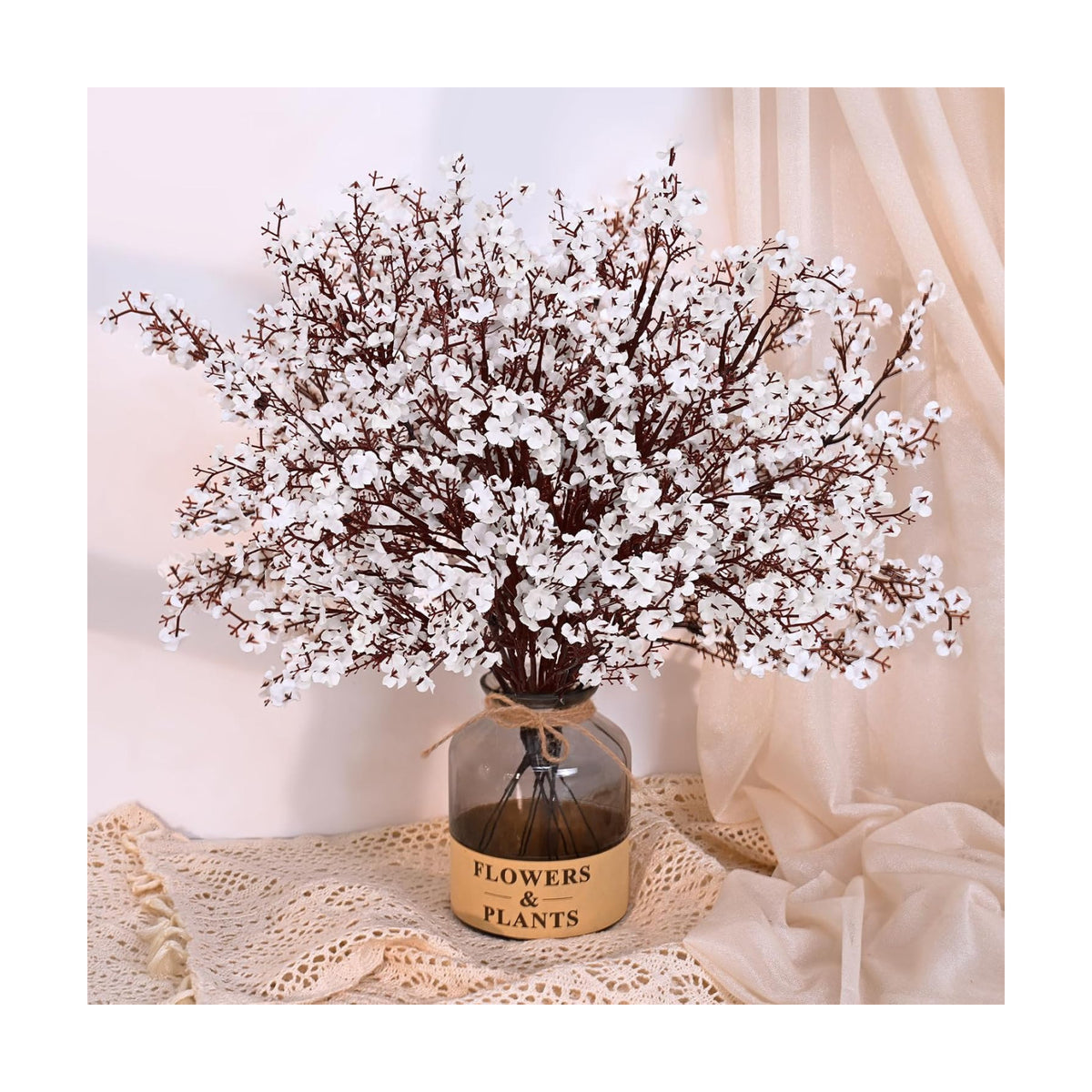 15 Pcs Fake Flowers, Real Touch Babys Breath Artificial Flowers, White