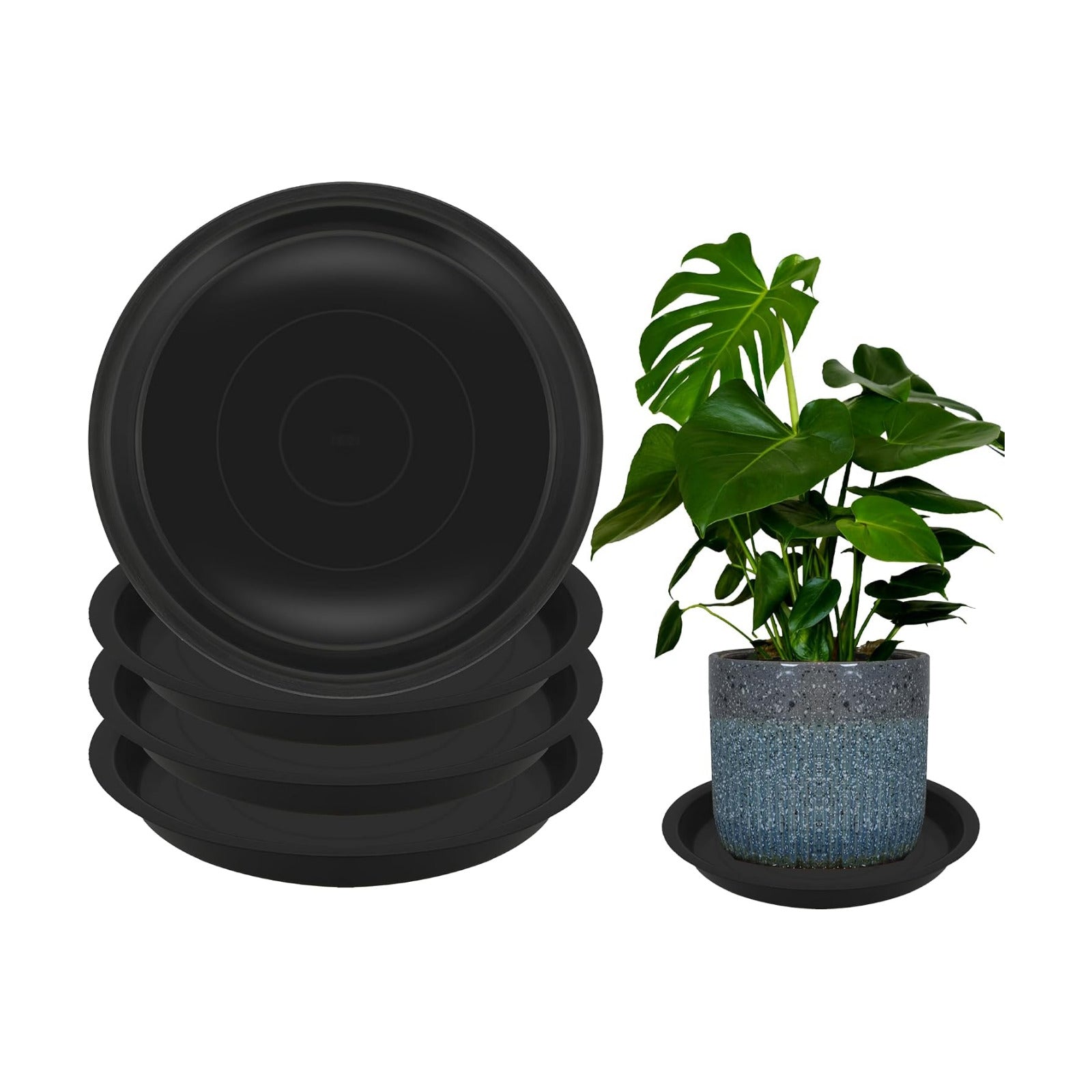 4 Pack 16 Inch Round Plant Saucers for Less 14 Inch Pot Indoors Outdoors Plant Trays for Pots Planter Saucer Plastic