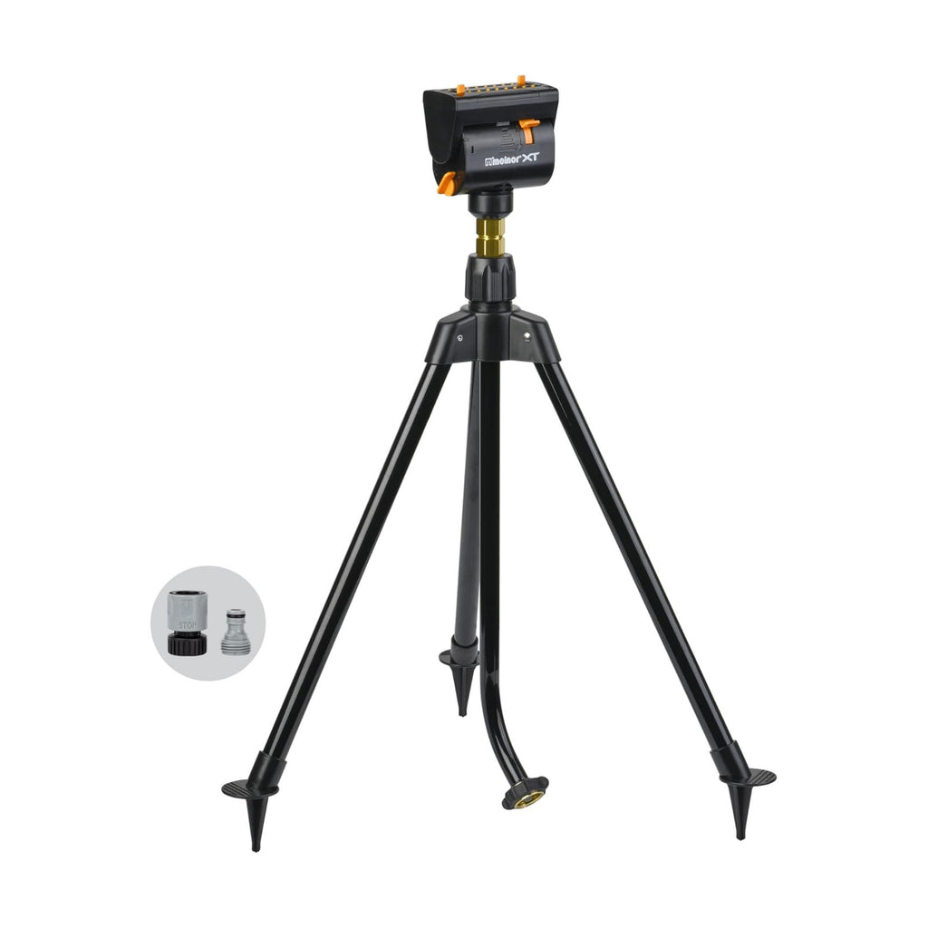 Melnor 65178AMZ MiniMax Turbo Oscillating Sprinkler on Tripod, 4000 sq. ft., 4-Way Adjustable, Quick Connect Bundle