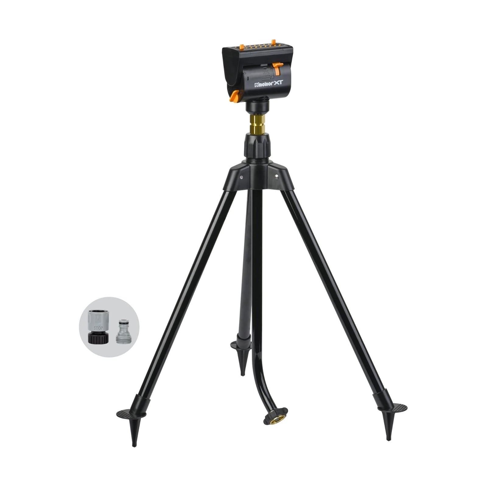 Melnor 65178AMZ MiniMax Turbo Oscillating Sprinkler on Tripod, 4000 sq. ft., 4-Way Adjustable, Quick Connect Bundle
