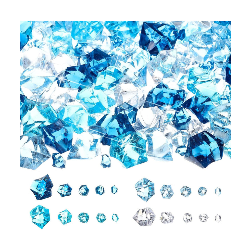 Syhood 570 Pcs Blue and Clear Acrylic Gems Winter Plastic Crystals