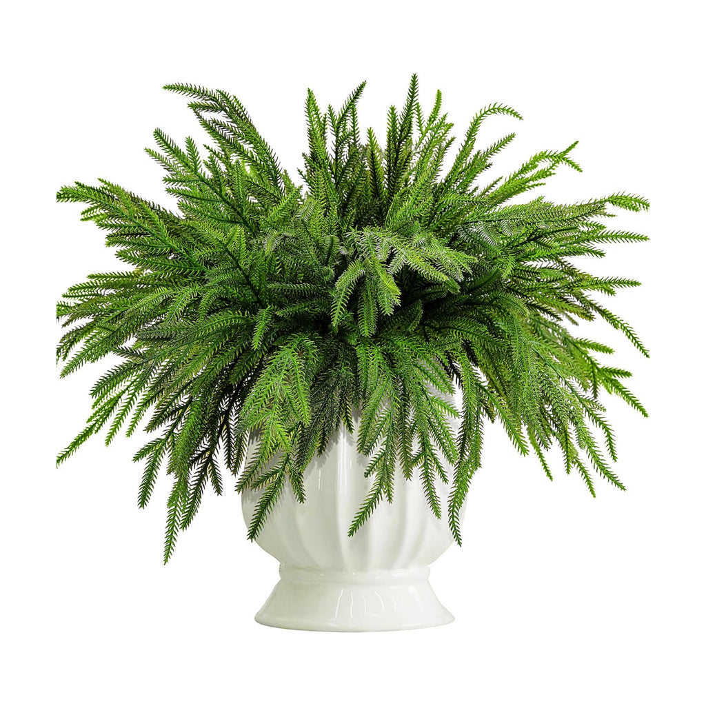 Purple Star 20 Pcs Christmas Norfolk Pine Branches, 19" Extra Length Artificial Xmas Branches Plants Pine Needles, Fake Greenery Norfolk Pines Stems Sprigs for DIY Craft Garland Home Garden Decor