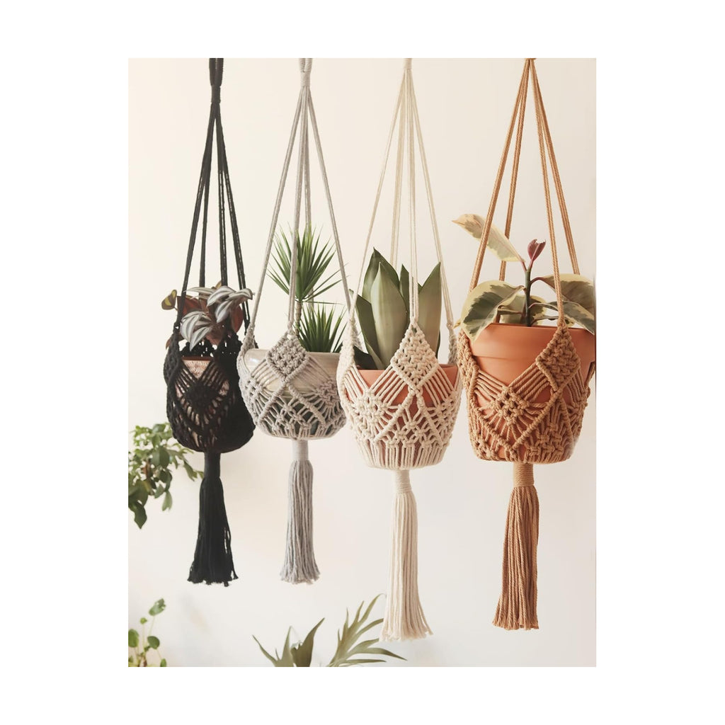 Hanging Planter with Patterns,4Packs Macrame Plant Hangers Indoor Macrame for up to 8 inch Pot Crochet Boho Plant