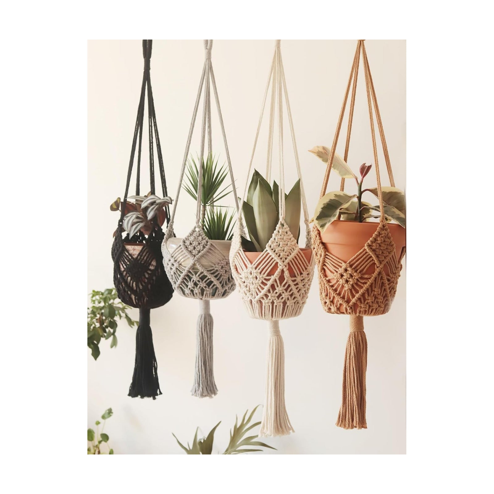 Hanging Planter with Patterns,4Packs Macrame Plant Hangers Indoor Macrame for up to 8 inch Pot Crochet Boho Plant
