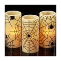 Spider Cobweb Halloween LED Flameless Pillar Candles with 6H Timer