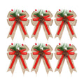 Moucuny 6 Pcs Christmas Burlap Bows Natural Color Plaid 5 x 6 Inch