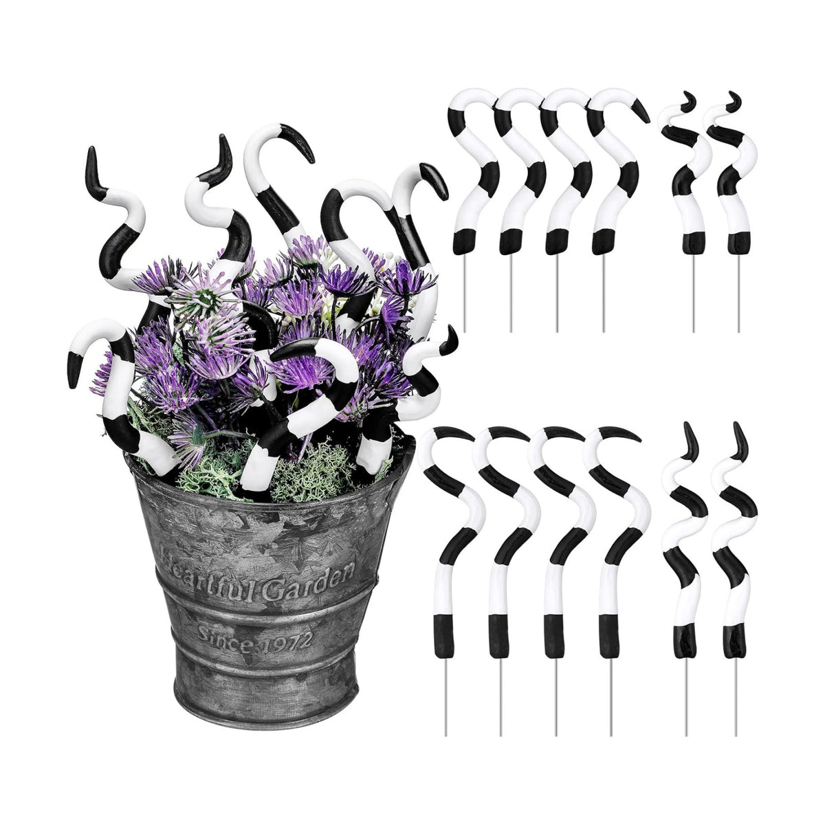 Cinnvoice 12 Pcs Halloween Plant Stakes Octopus Plant Stakes for Decoration