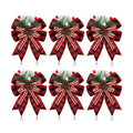 Moucuny 6 Pcs Christmas Burlap Bows Red and Black Buffalo Plaid 5 x 6 Inch