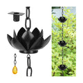 Rifachua 8.5ft Black Lotus Rain Chain for Gutter Downspout Outside | 12 Black Lotus Rain Chains Cups, Functional and
