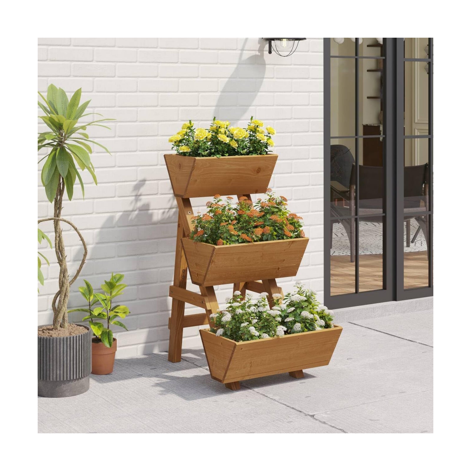 3 Tier Vertical Garden Planter Raised Garden Bed Tiered Planter Box Outdoor | Wood Planter Box Plant Stand Gardening