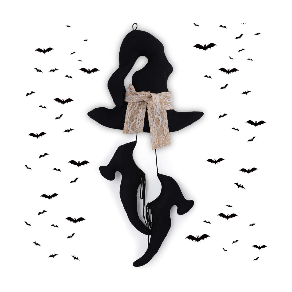 2 PCS 12 Inch Witches Boots Decor Hanging Halloween Witches Hat Decor