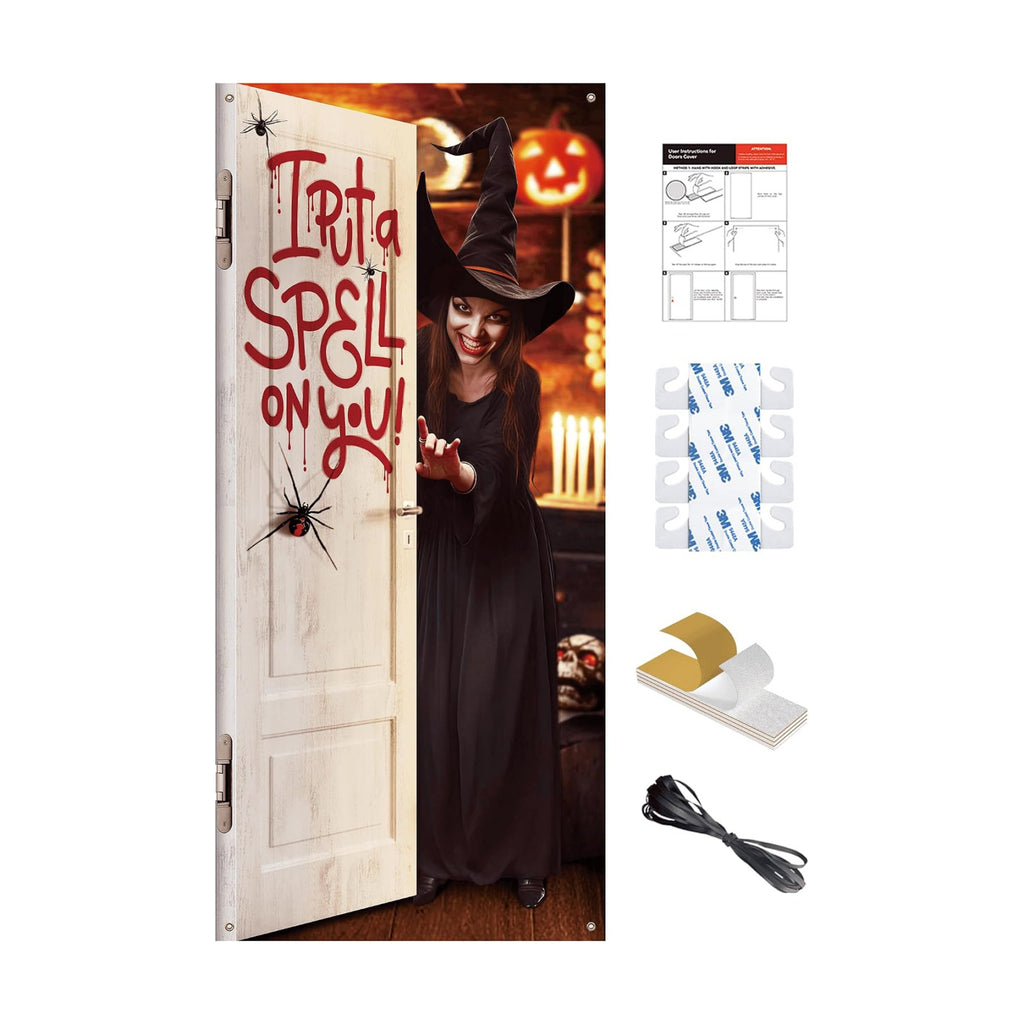 Halloween Door Cover Decor, Outdoor Party Wall Backdrop Sign
