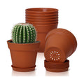 T4U Small Plant Pots 4 Inch 8 Pack, Plastic Indoor Flower Pots Saucer