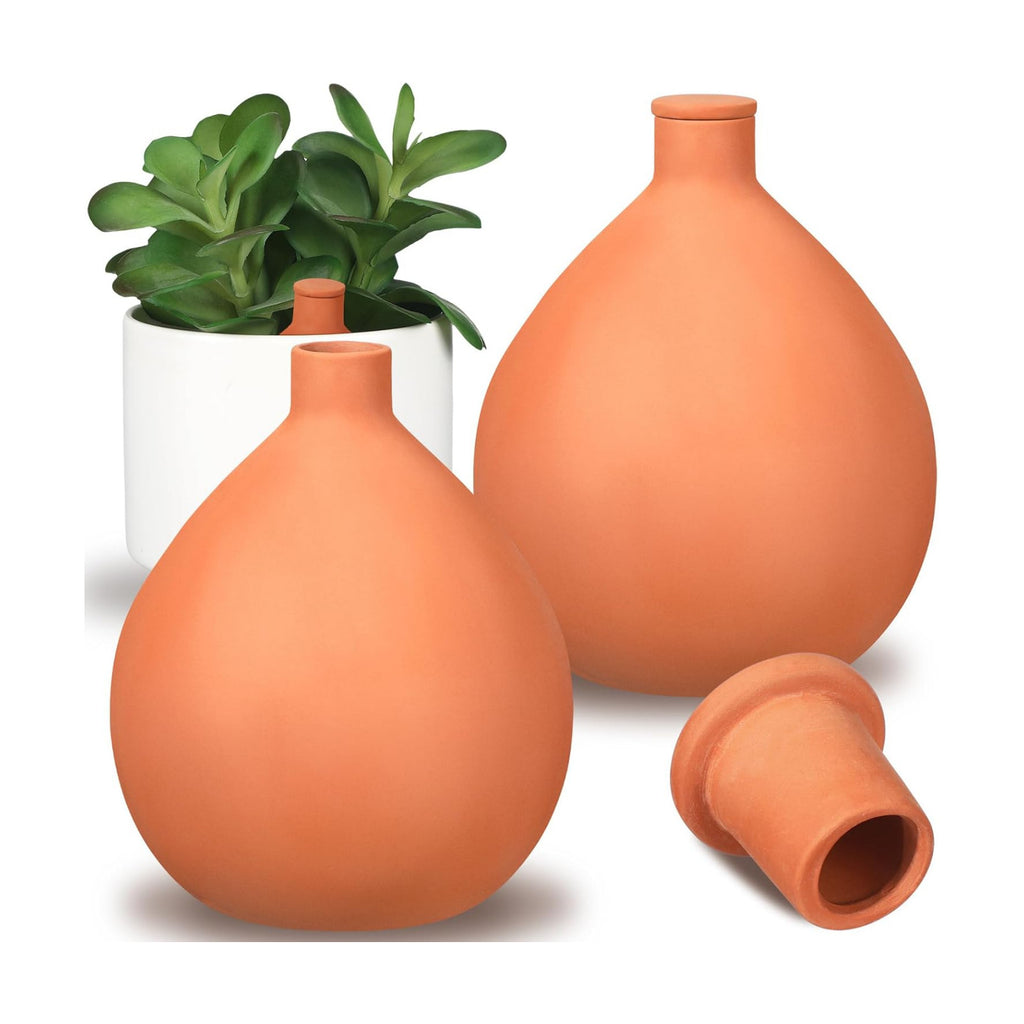 2 Pcs Watering Pots Large Terracotta Watering Pots with Lid 102 oz Terra Cotta Self Watering Pots Water Dripper